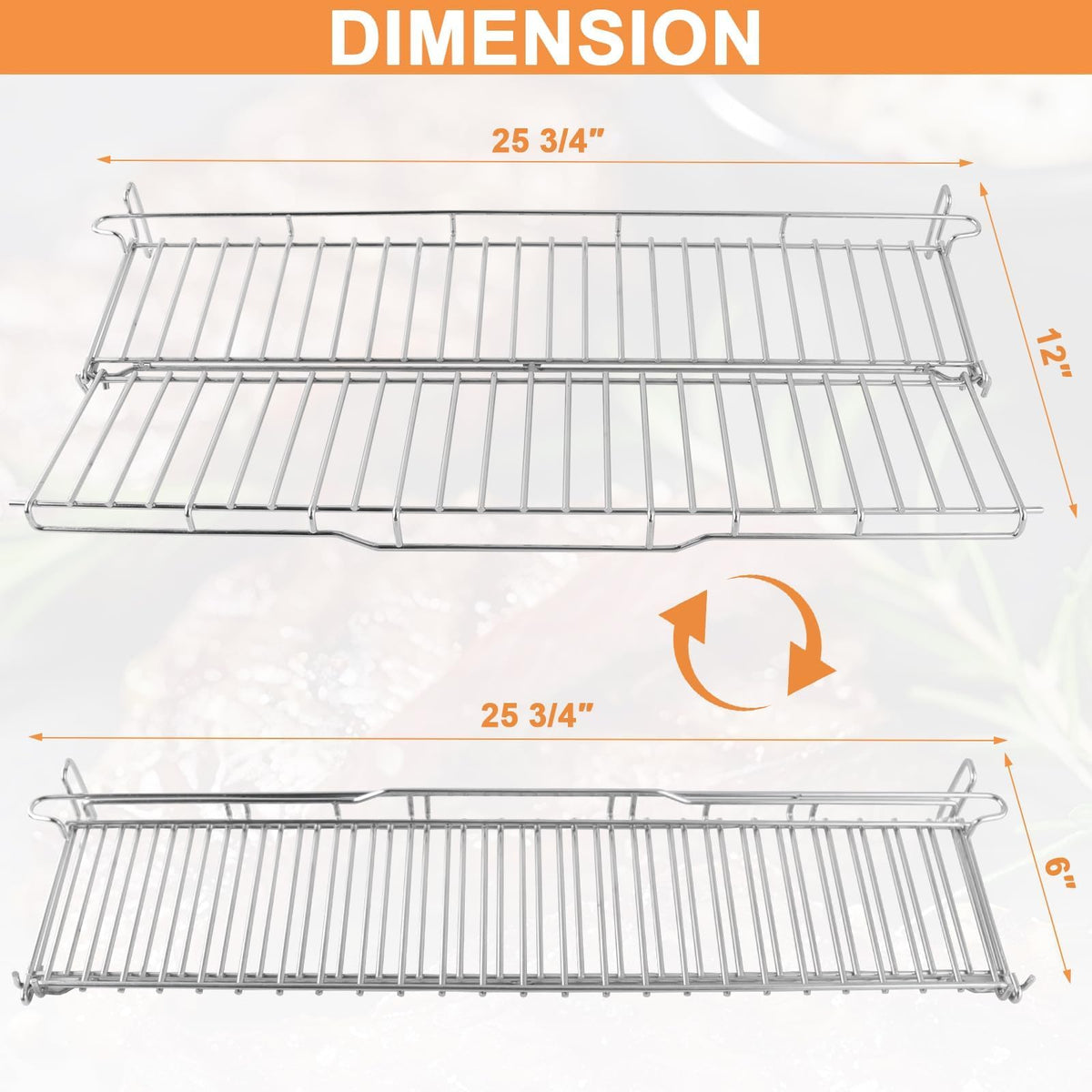 Stainless steel PETKAO warming rack close-up showing durable build.
