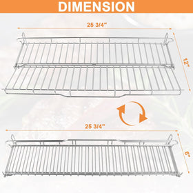 Stainless steel PETKAO warming rack close-up showing durable build.