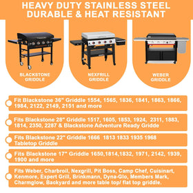 PETKAO stainless steel warming rack close-up handle for hot grilling.