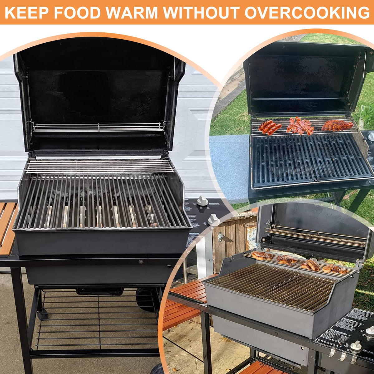 PETKAO stainless steel warming rack for Weber durability and easy cleaning