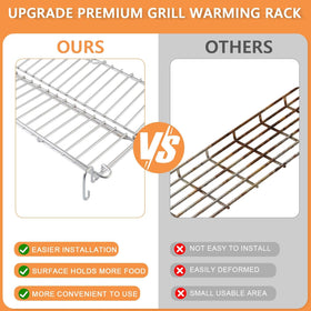 Unfolded vs folded PETKAO rack demonstrates increased cooking area.
