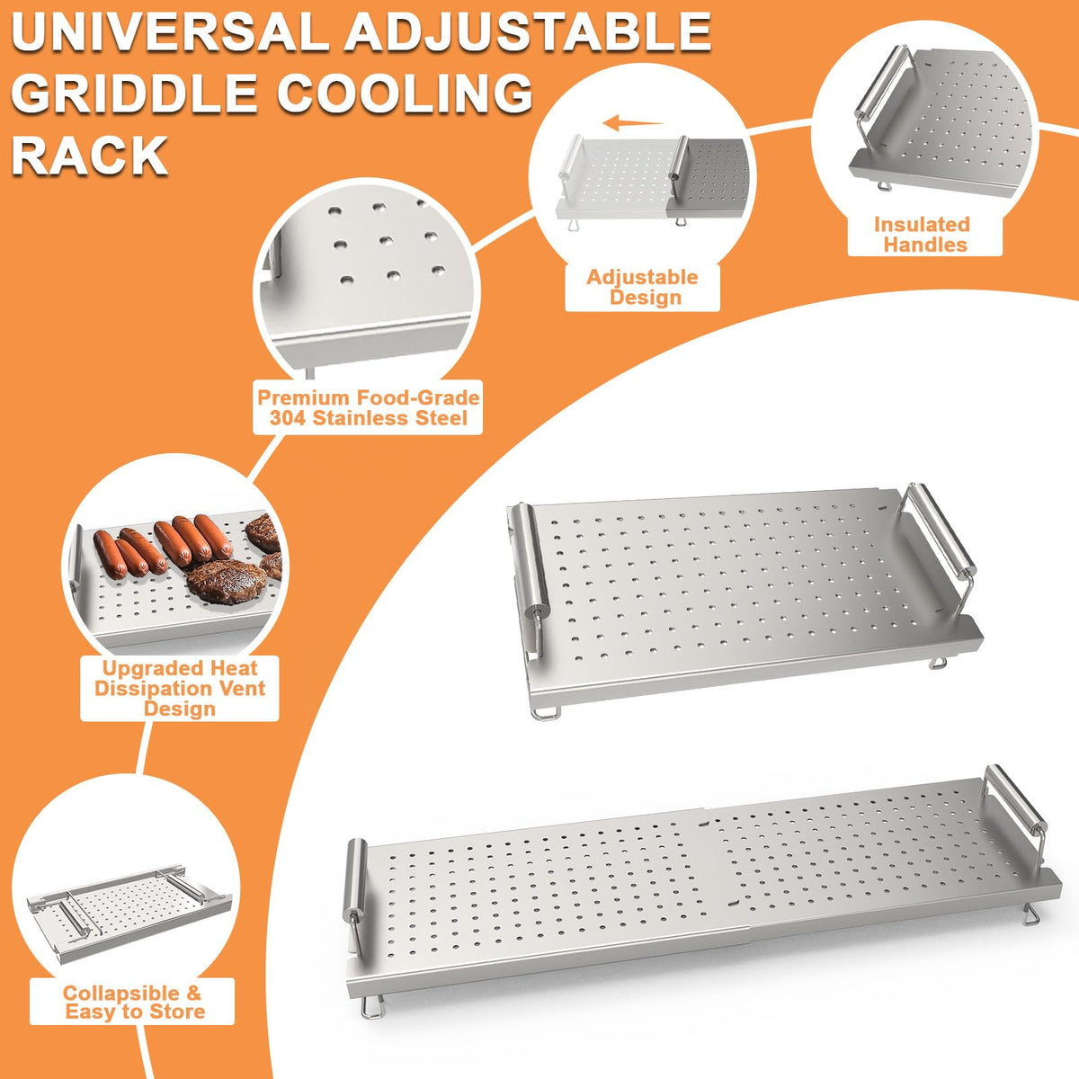 PETKAO adjustable warming rack with Blackstone compatibility for multiple griddles.