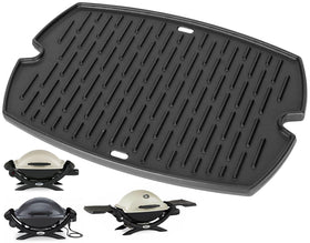 PETKAO Weber Q griddle 7582 front view shows sturdy cast iron.