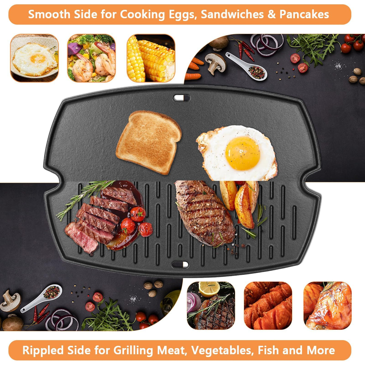 PETKAO Weber Q griddle 7582 matte enamel finish ensures even heat.