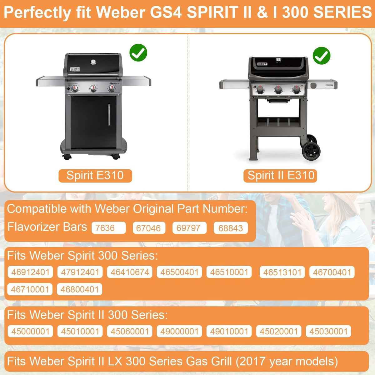 PETKAO Weber Spirit II bar assembly close-up showing precise fit and flame control