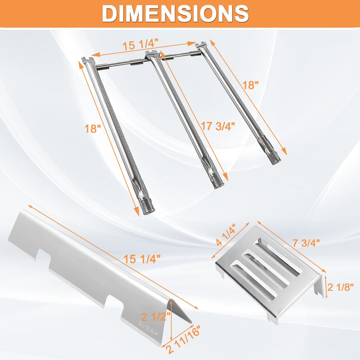 PETKAO Weber Spirit II crossover burner tube; ensures uniform ignition across burners.