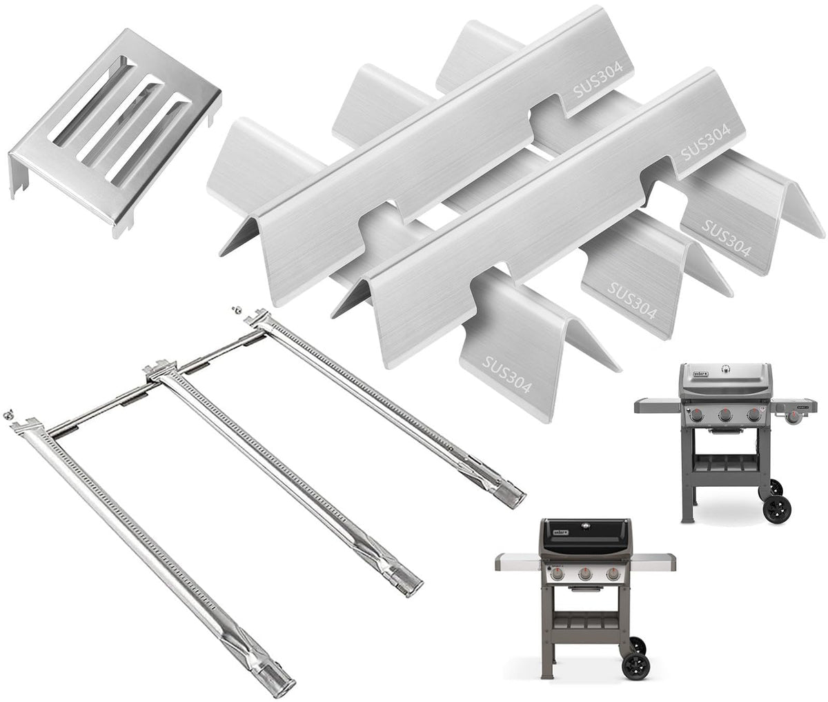 PETKAO Weber Spirit II flavorizer bars; five-pack for even heat and enhanced grilling.