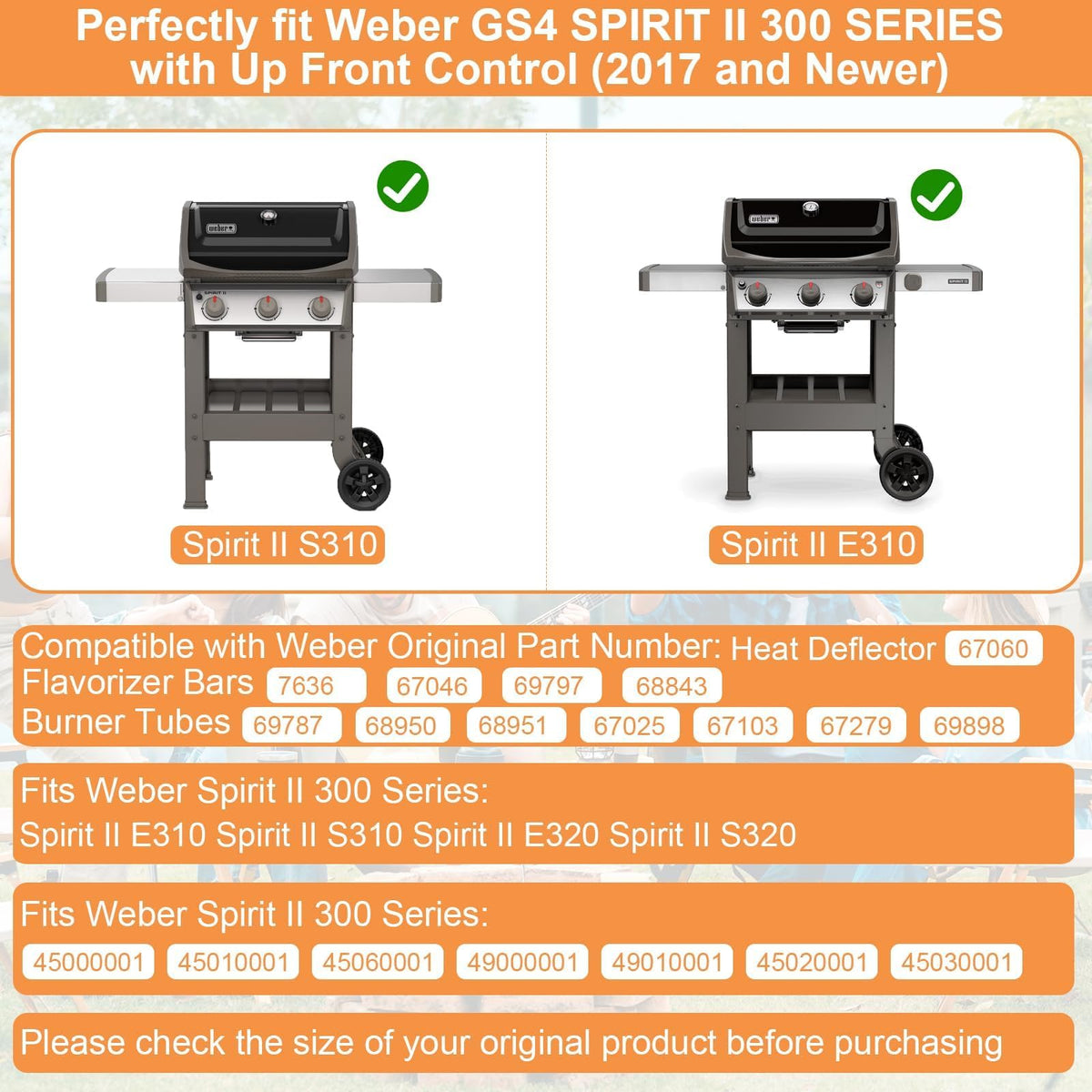 PETKAO Weber Spirit II left main burner tube; supports consistent high heat output.