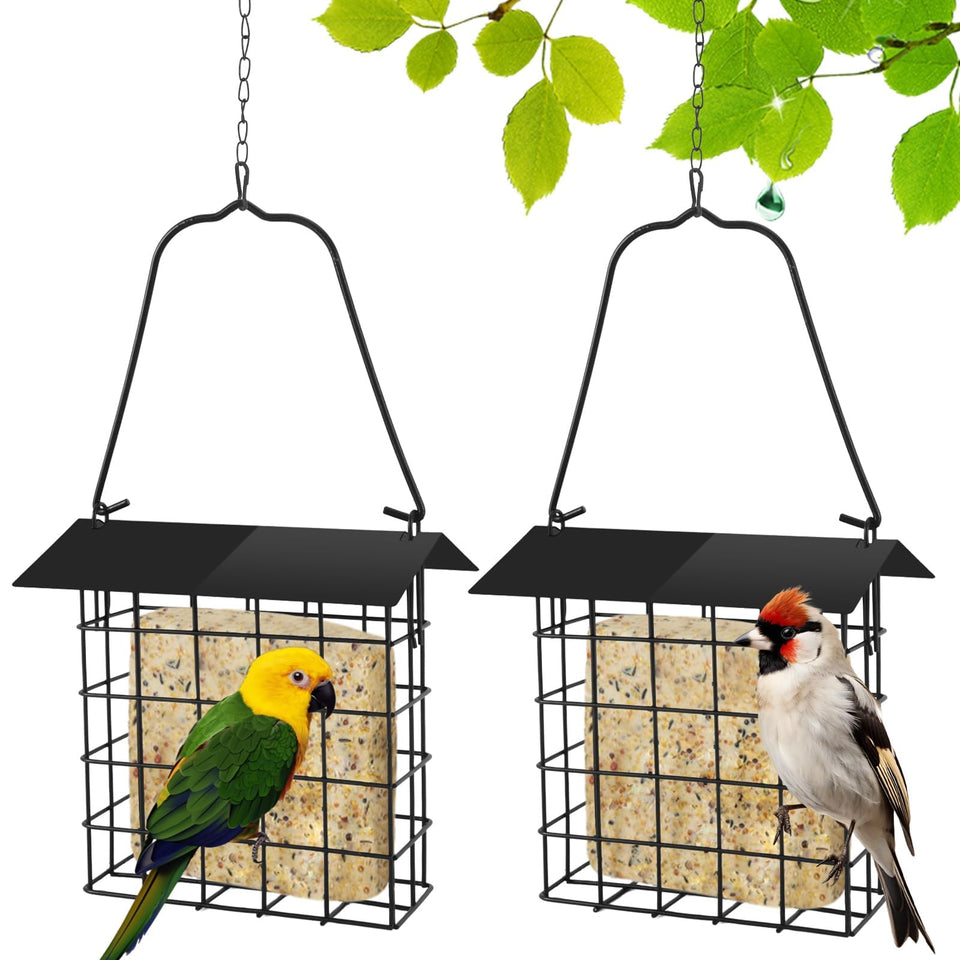 PETKNOWS 2Pcs Suet Bird Feeder outdoors attracts birds and supports winter feeding.