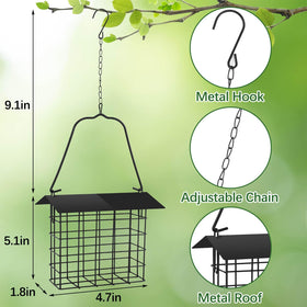 PETKNOWS Suet Bird Feeder with Metal Roof keeps food fresh and dry.
