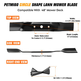 PetMigo GX20250 blade side view shows 17-inch length for accurate fit