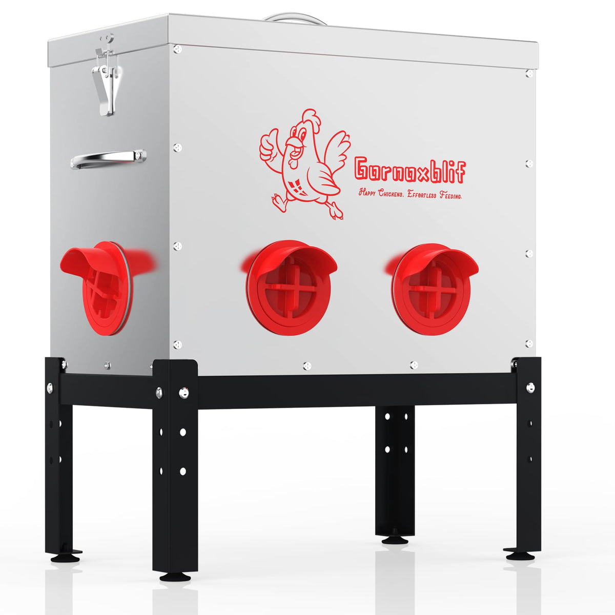 Petpvilit 40lb large automatic feeder front view for efficient flock feeding