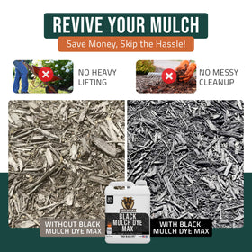 Petra Black Mulch Dye Spray in action for even coverage on mulch.
