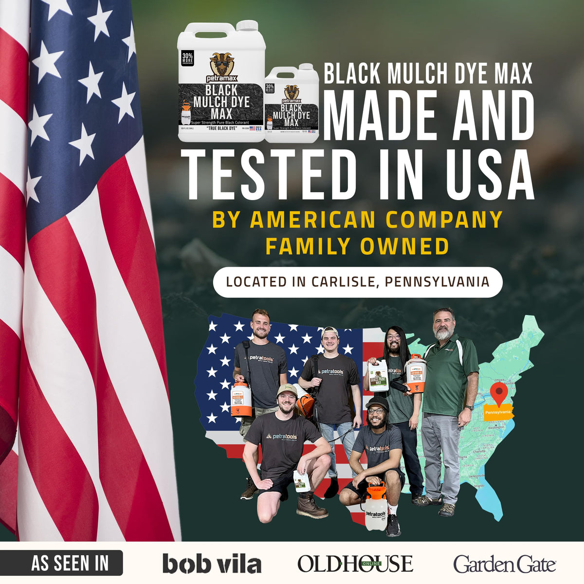 Petra Black Mulch Dye Spray demonstrates noticeable color change outdoors.