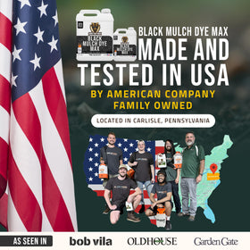 Petra Black Mulch Dye Spray demonstrates noticeable color change outdoors.