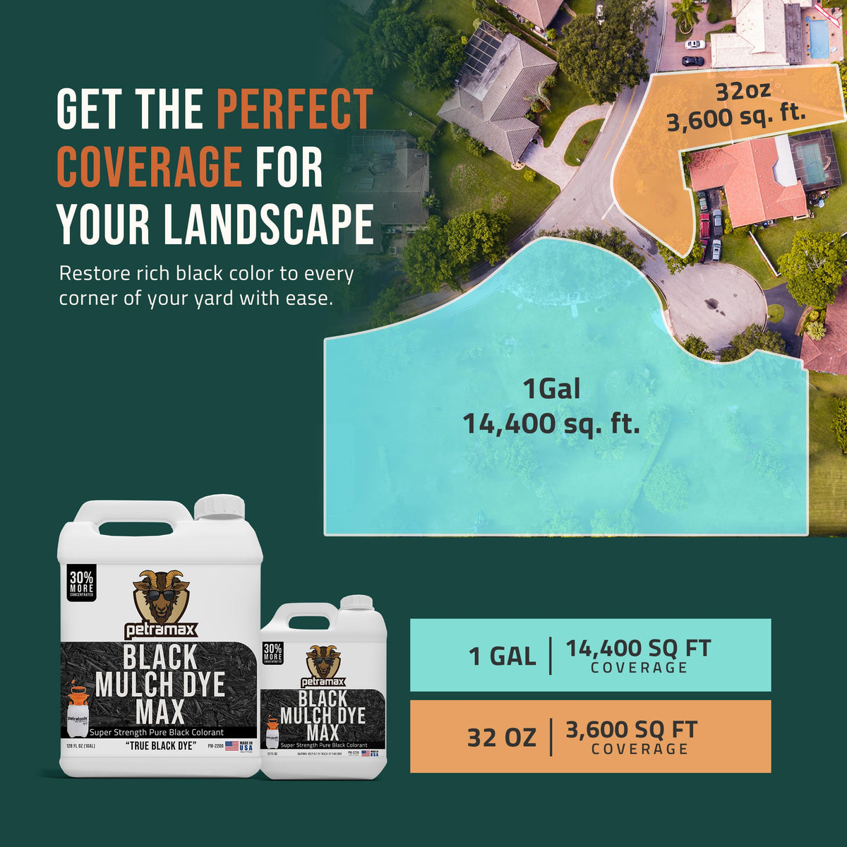 Petra Black Mulch Dye Spray on pine straw for refreshed look.