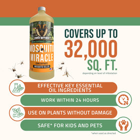 PetraMax spray container illustrates compatibility with fogger for wide coverage.