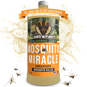 PetraMax Miracle outdoor mosquito spray bottle ready for easy yard protection.
