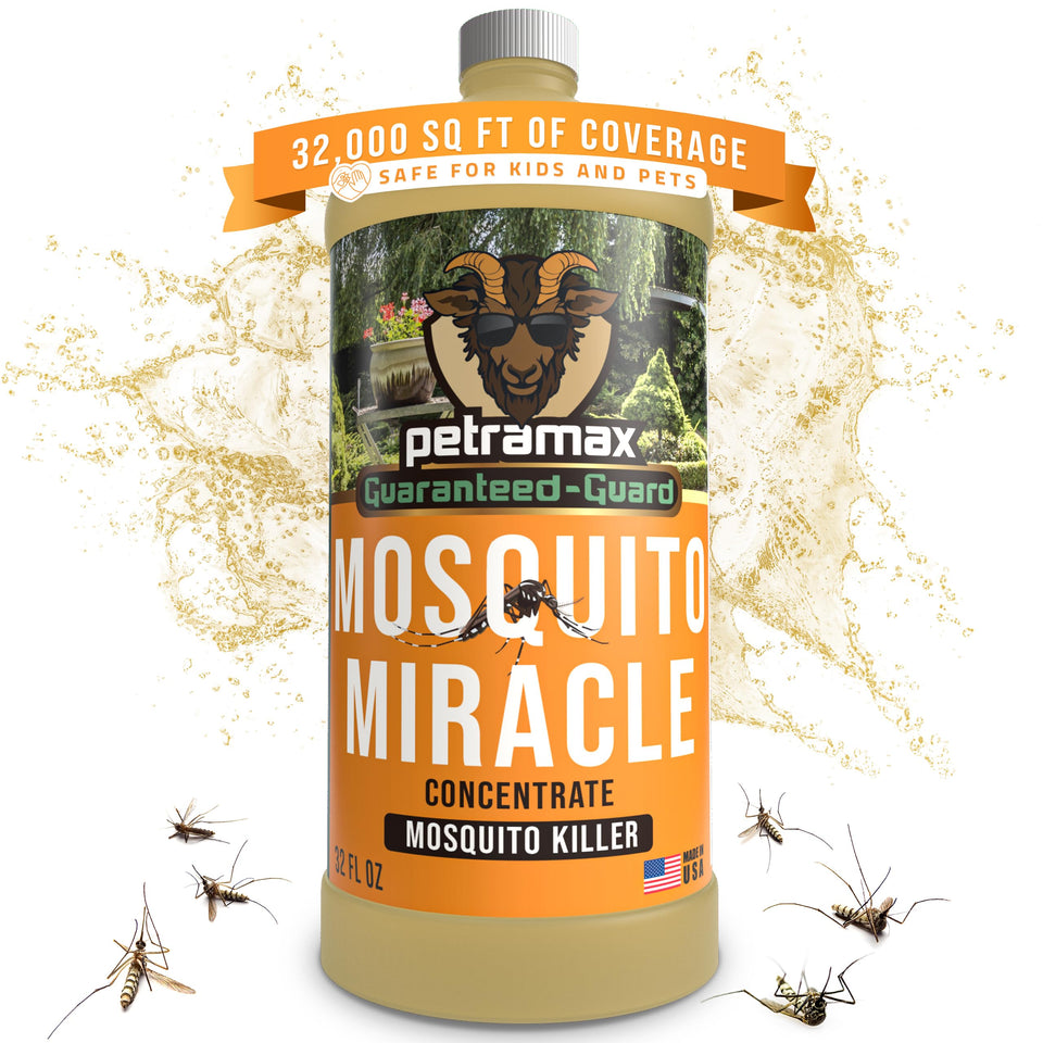 PetraMax Miracle outdoor mosquito spray bottle ready for easy yard protection.