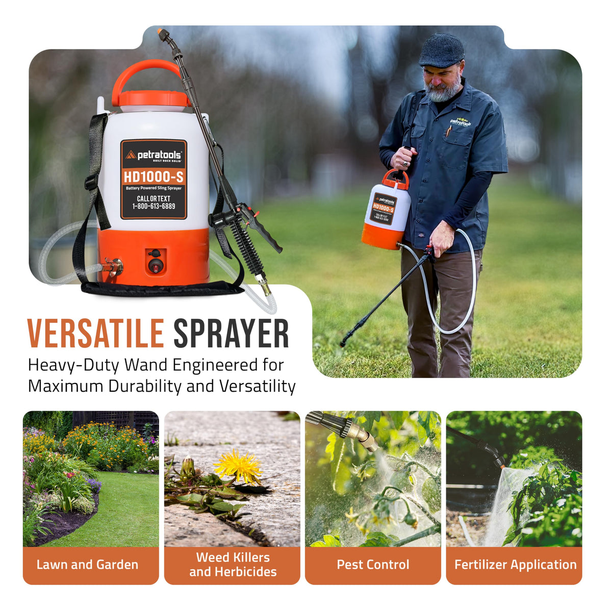 110-degree fan pattern nozzle provides even garden coating