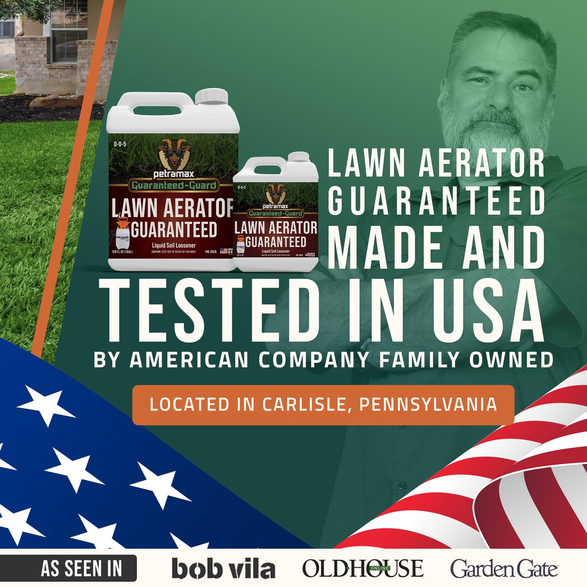 Petramax American family-owned logo signaling trusted brand.