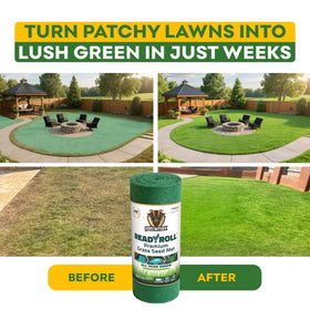 Petramax ReadyRoll 2x seed-density highlights quick, fuller lawn growth.