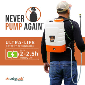 PetraTools battery and charger included for extended spraying sessions.