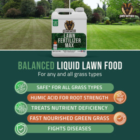 Diluted PetraMax mix being applied to a sunny lawn for quick green-up.
