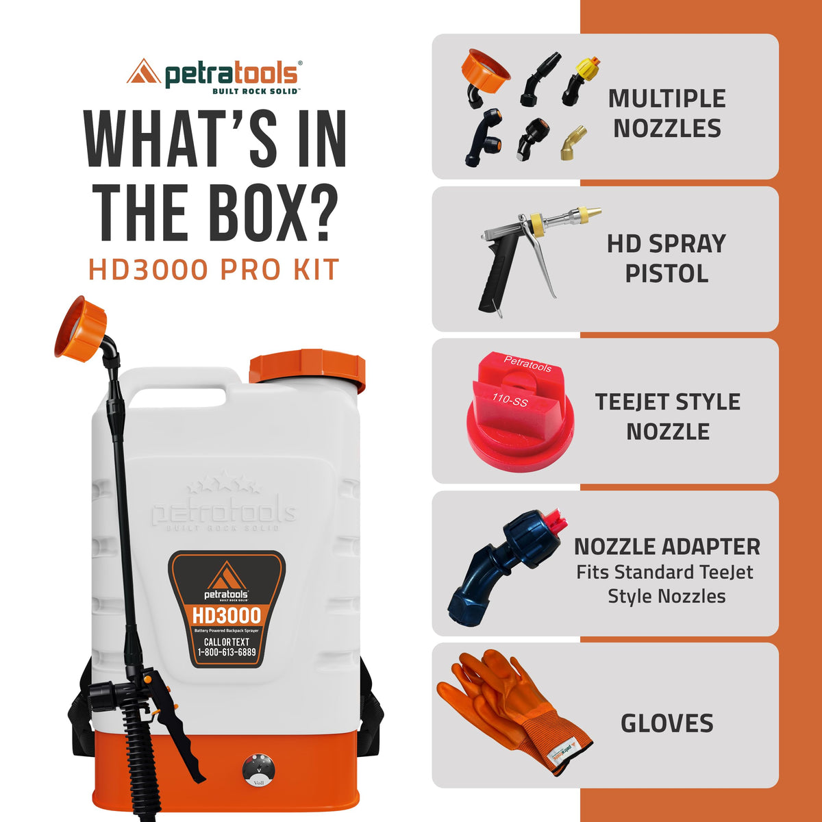 PetraTools ProKit TeeJet nozzle and adapter enable customized spray patterns.