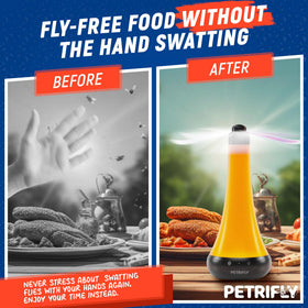PETRI Fly Fans amber light feature deters bugs during meals outdoors