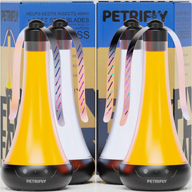 PETRI Fly Fans for Tables assembly view showing quick outdoor setup