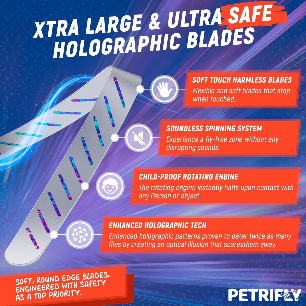 PETRI Fly Fans battery life shows up to 12 hours of outdoor use