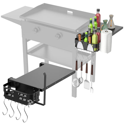 Petrirufun foldable griddle side shelf mounted on Blackstone, adding extra prep space