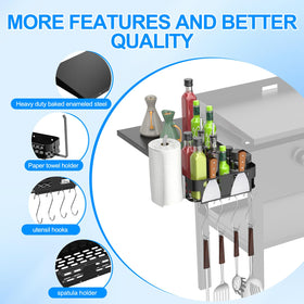 Petrirufun griddle caddy with four utensil hooks for tools