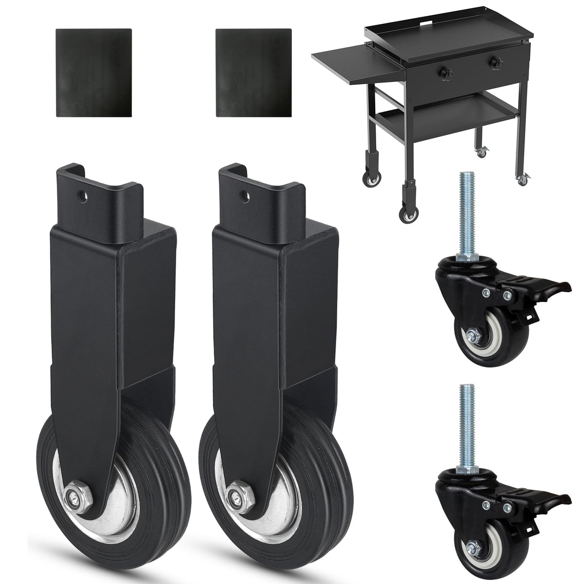 Petrirufun caster wheels with brackets for Blackstone 28-inch griddle, enabling smooth mobility.