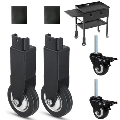 Petrirufun caster wheels with brackets for Blackstone 28-inch griddle, enabling smooth mobility.