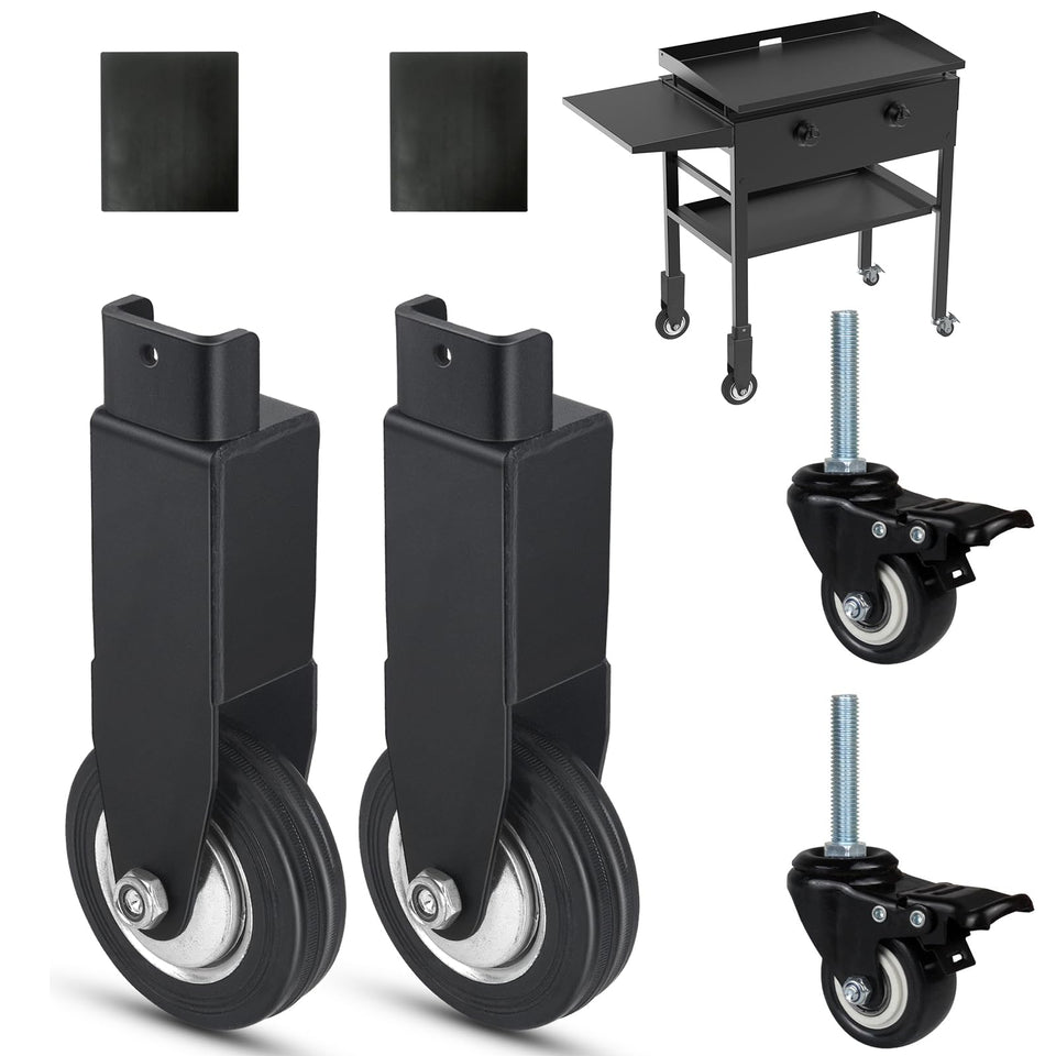 Petrirufun caster wheels with brackets for Blackstone 28-inch griddle, enabling smooth mobility.