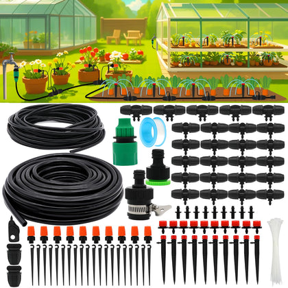 PETUOL drip irrigation kit main tubing 100ft for efficient garden watering and easy setup.