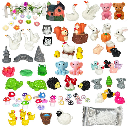 PE.WELLWOO chicken-family-scene figurines add charm to indoor fairy gardens.