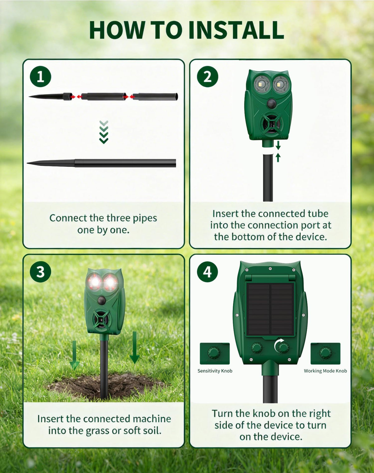 PEXPEL detector helps deter raccoons, squirrels, and foxes in outdoor spaces
