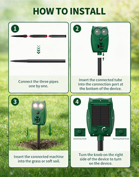 PEXPEL detector helps deter raccoons, squirrels, and foxes in outdoor spaces