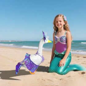 Pextian Mermaid Dress on goose creates stylish garden scene