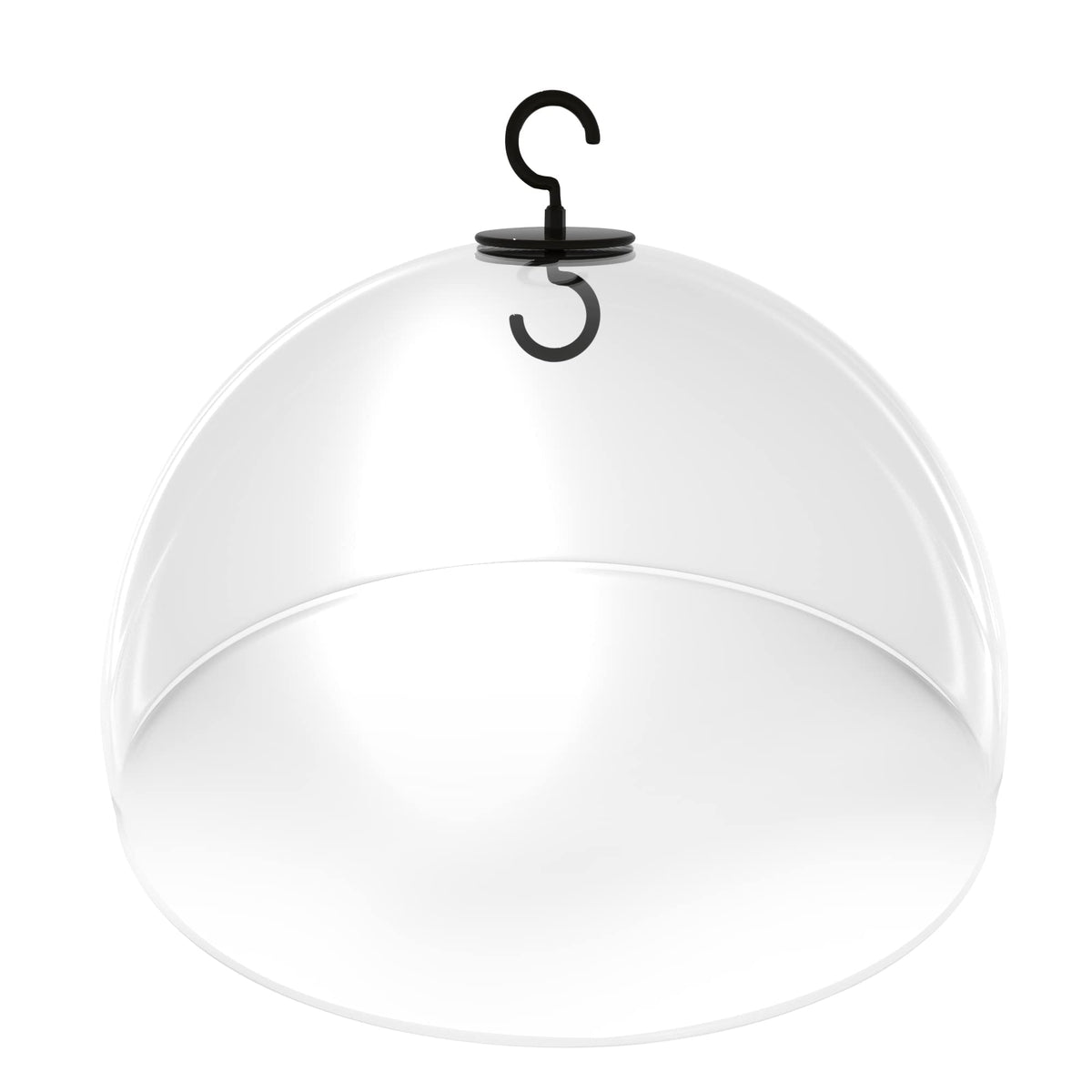 PFNRTH Squirrel Baffle 12-inch clear dome closeup protecting feeders from squirrels
