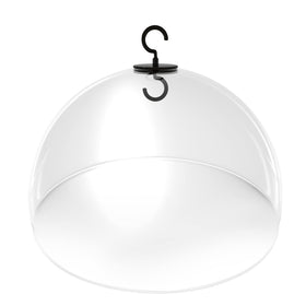 PFNRTH Squirrel Baffle 12-inch clear dome closeup protecting feeders from squirrels