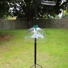 PFNRTH Squirrel Baffle on pole-mount shows durable acrylic shield against weather