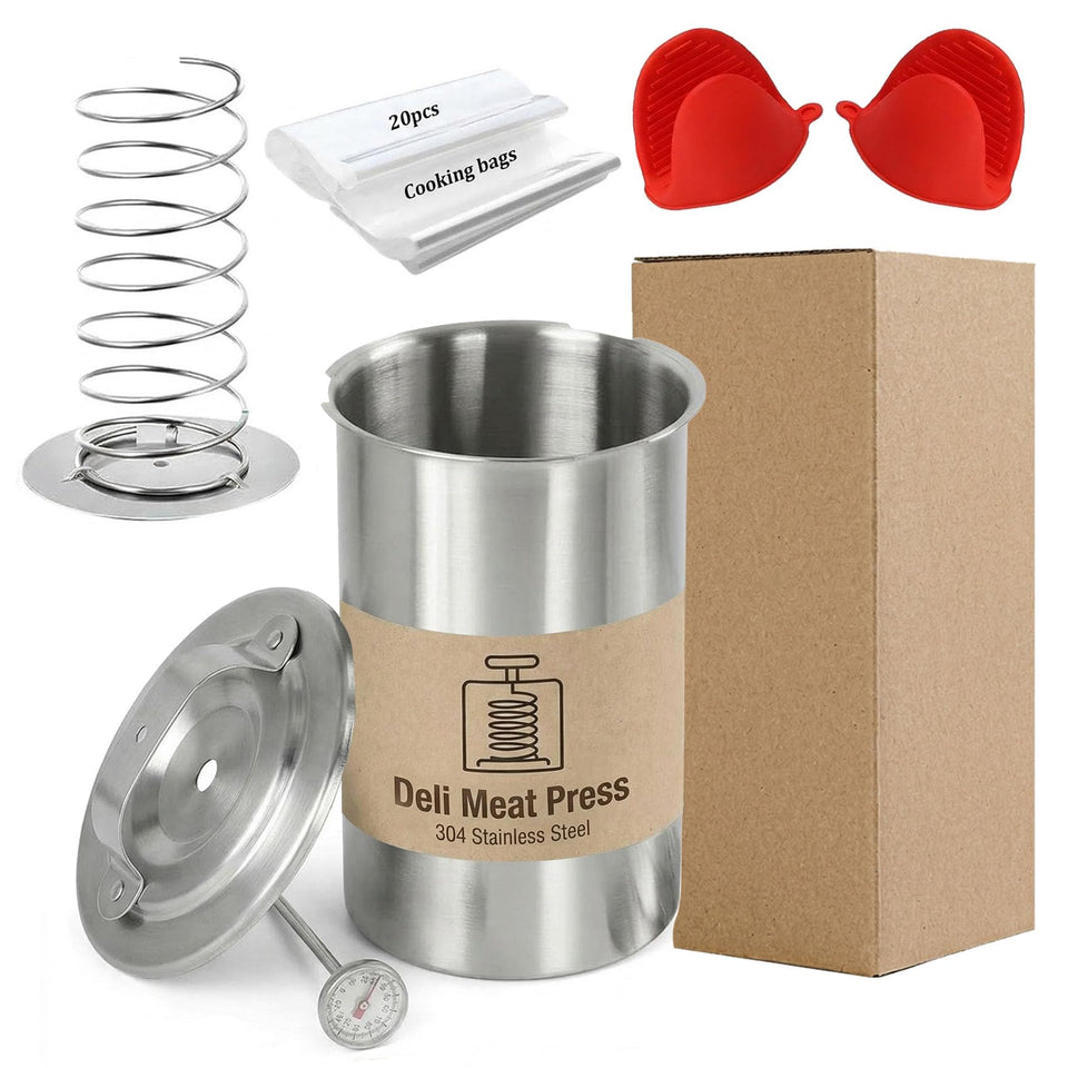 PFULTY deli meat press with thermometer in built-in chamber for precise cooking