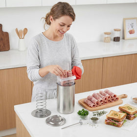 PFULTY stainless steel ham maker exterior emphasizes durability and dishwasher-safe design
