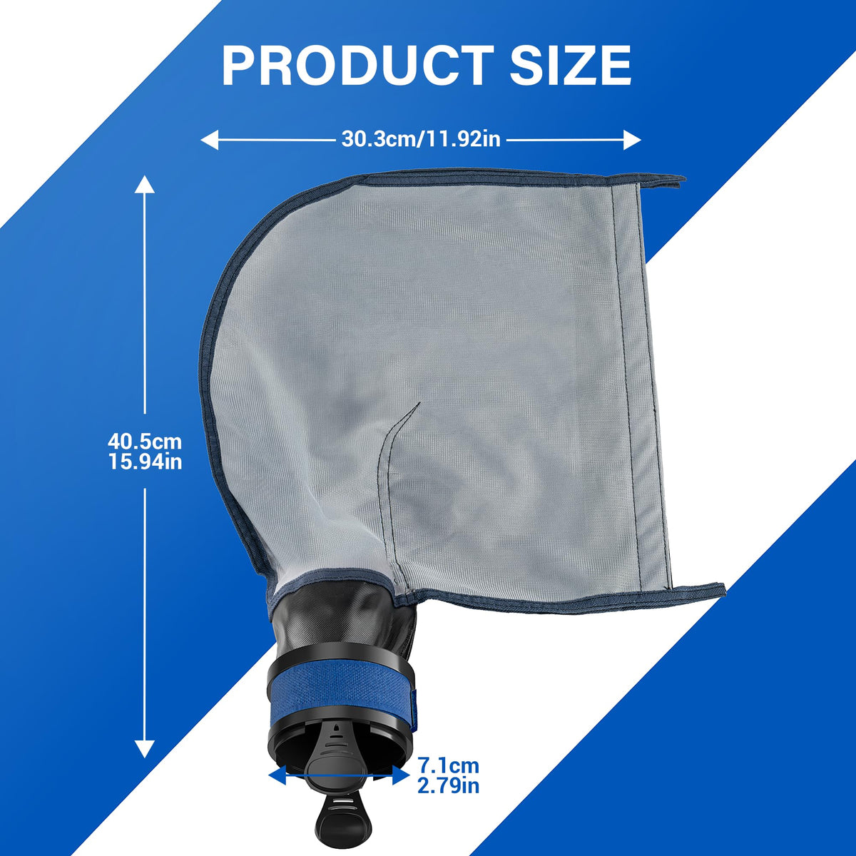 PGFUN P39 pool cleaner bag secured on a cleaner during use