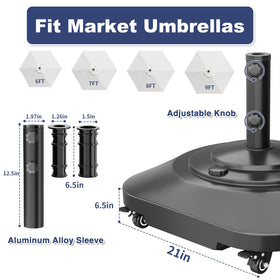 PGGP umbrella base with aluminum sleeve (12.5in) for sturdy umbrella support.