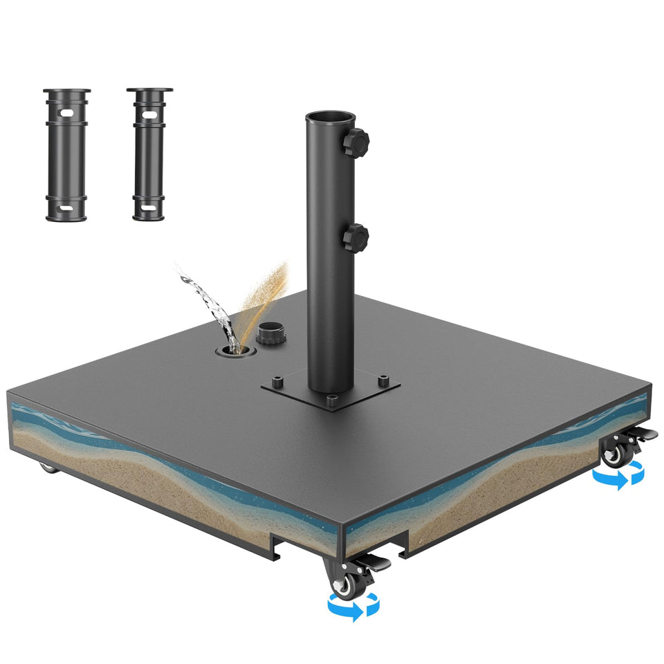 PGGP umbrella base with wheels enables easy mobility for outdoor setups